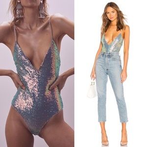 For Love and Lemons Glimmer Sequin Bodysuit